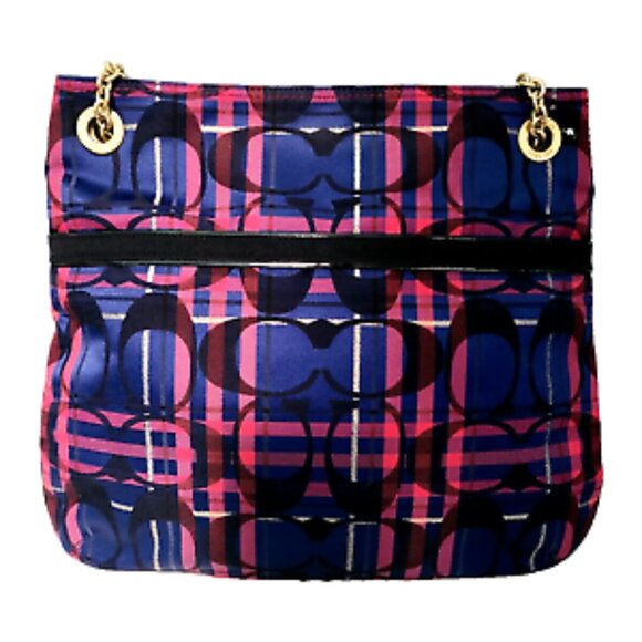 Nwot Rare Coach Poppy Tartan Signature C's Plaid Shoulder Bag - Picture 1 of 16